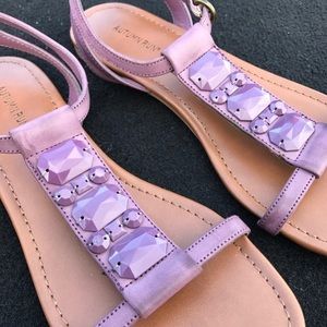 Lilac Purple Autumn Run Gemstone Strappy Sandals